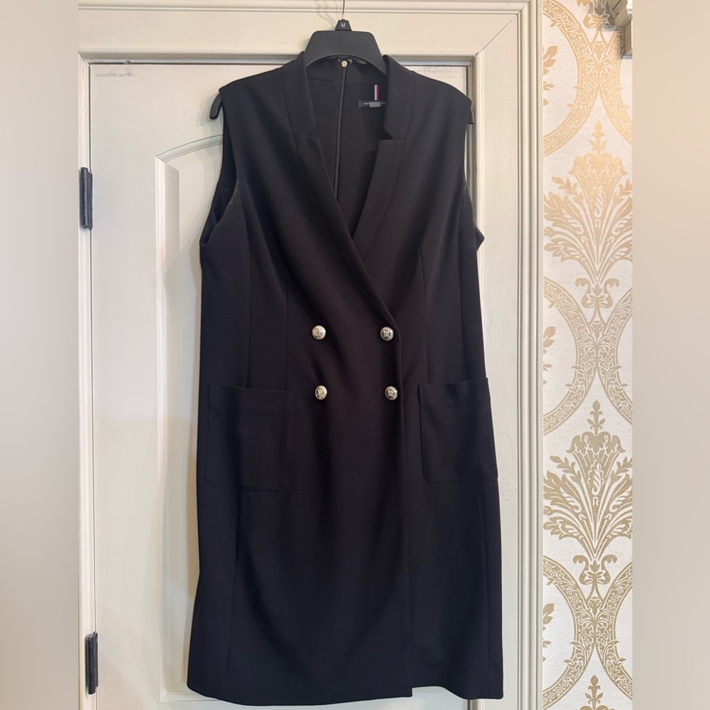 Tommy Hilfiger Black Sheath Mini Dress V-Neck